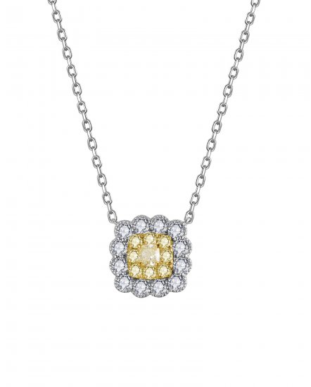 MULTI TONE CUSHION DIAMOND NECKLACE (TN886)